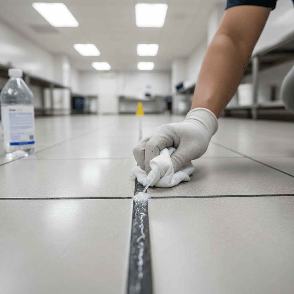 Epoxy grout withstanding chemical cleaning without damage or etching